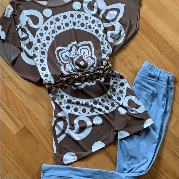 Dress Size Small / Medium / Large BOHO Brown/White - Picture 4 of 4